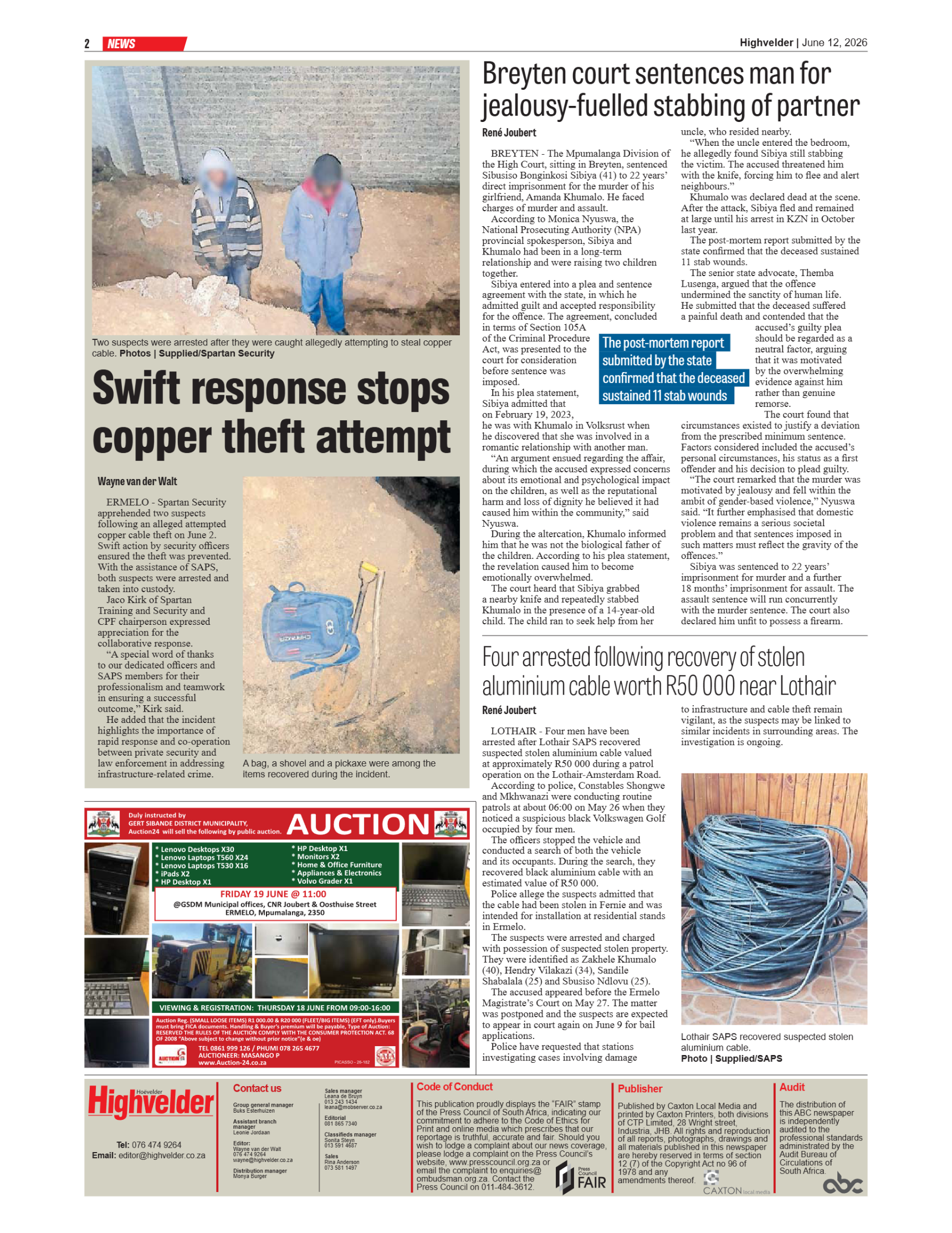 Highvelder Newspaper 12 June 2026 page 2