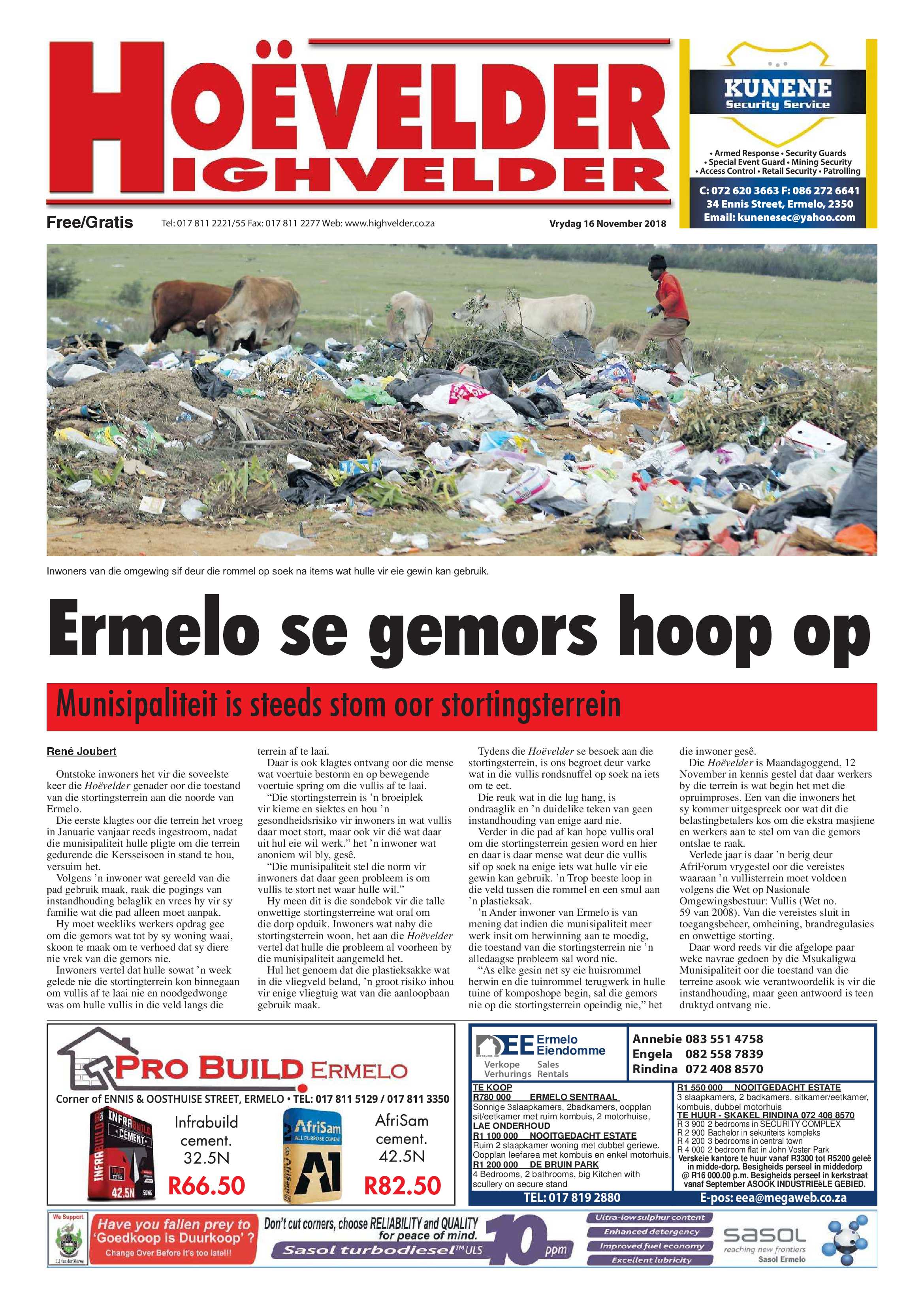 Highvelder 16 November 2018 page 1