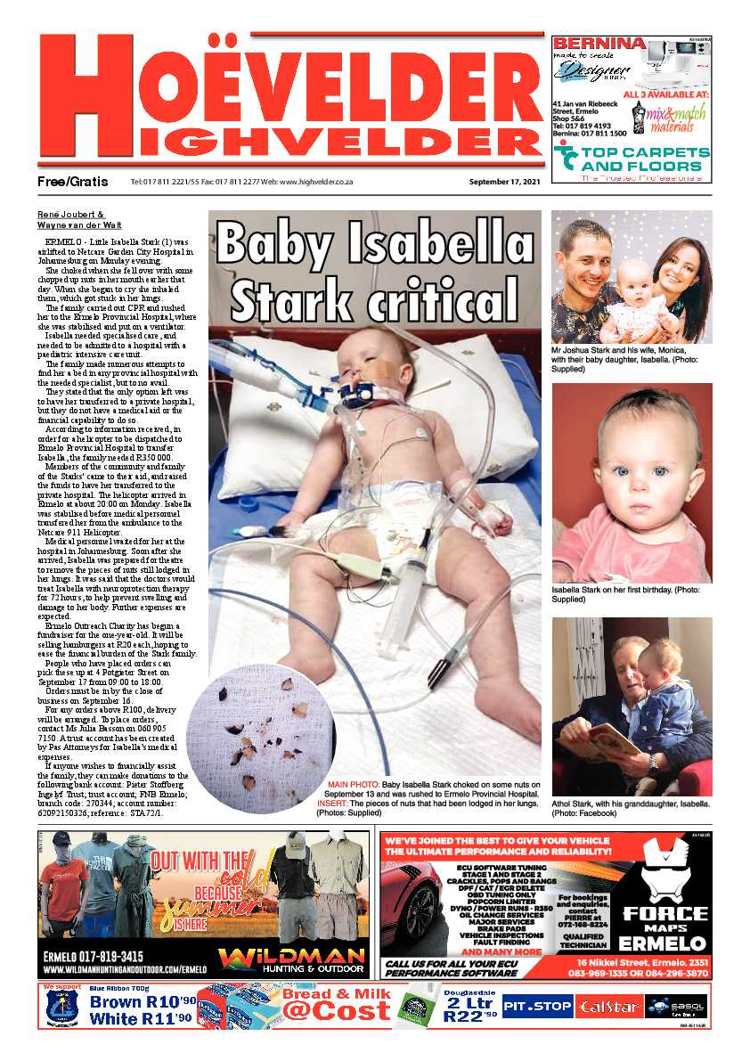 Highvelder Newspaper 17 September 2021 page 1