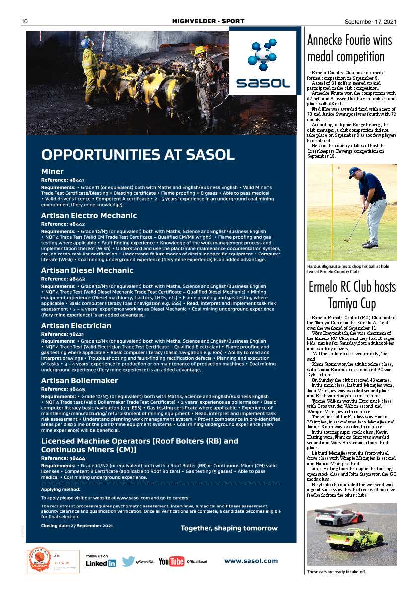 Highvelder Newspaper 17 September 2021 page 10