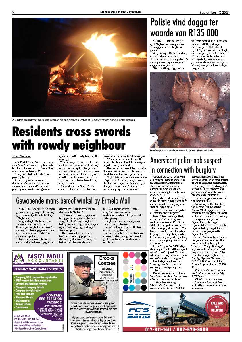 Highvelder Newspaper 17 September 2021 page 2