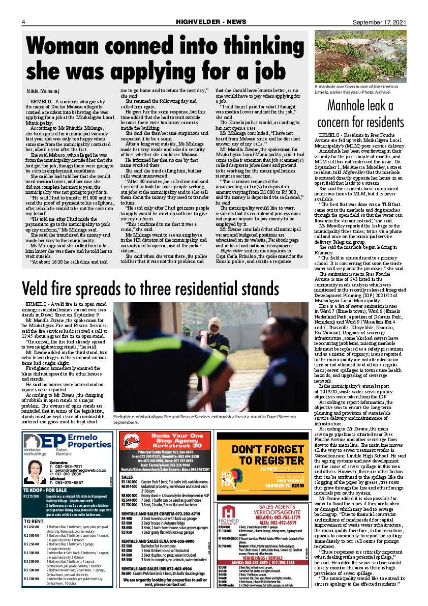 Highvelder Newspaper 17 September 2021 page 4