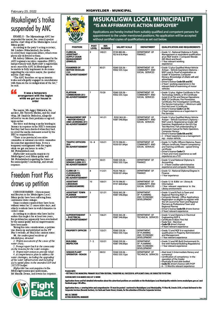 Highvelder Newspaper 25 February 2022 page 7
