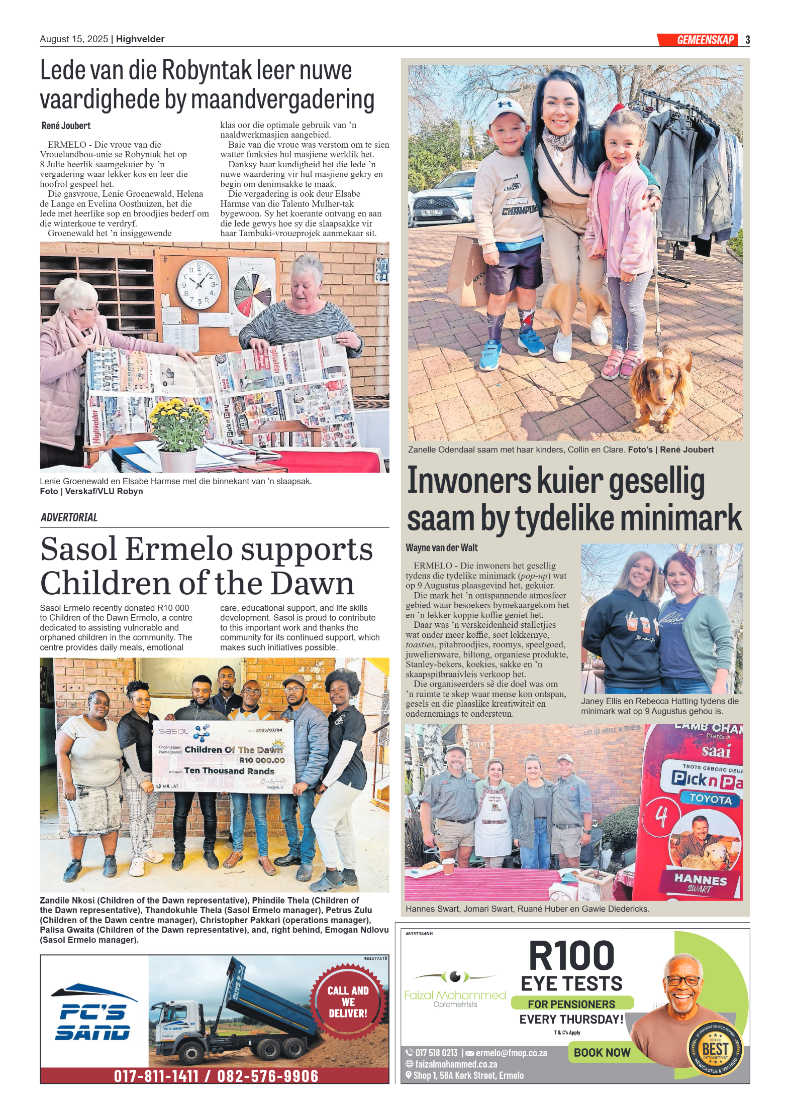 Highvelder Newspaper 15 August 2025 page 3