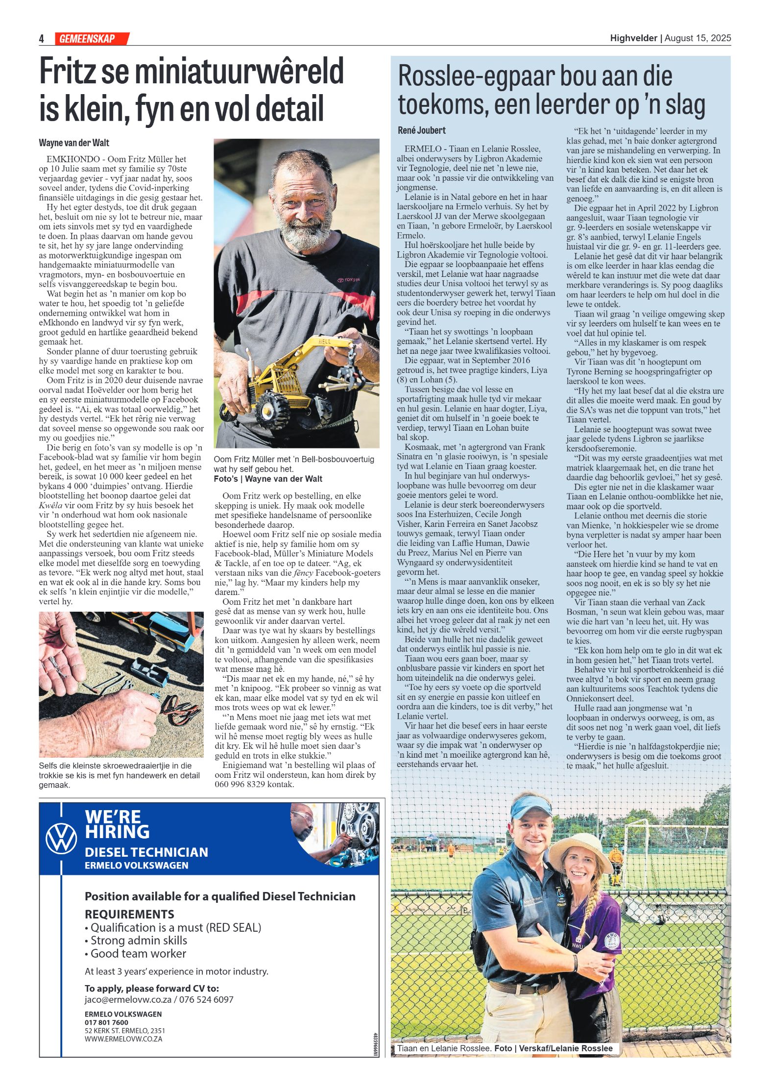 Highvelder Newspaper 15 August 2025 page 4
