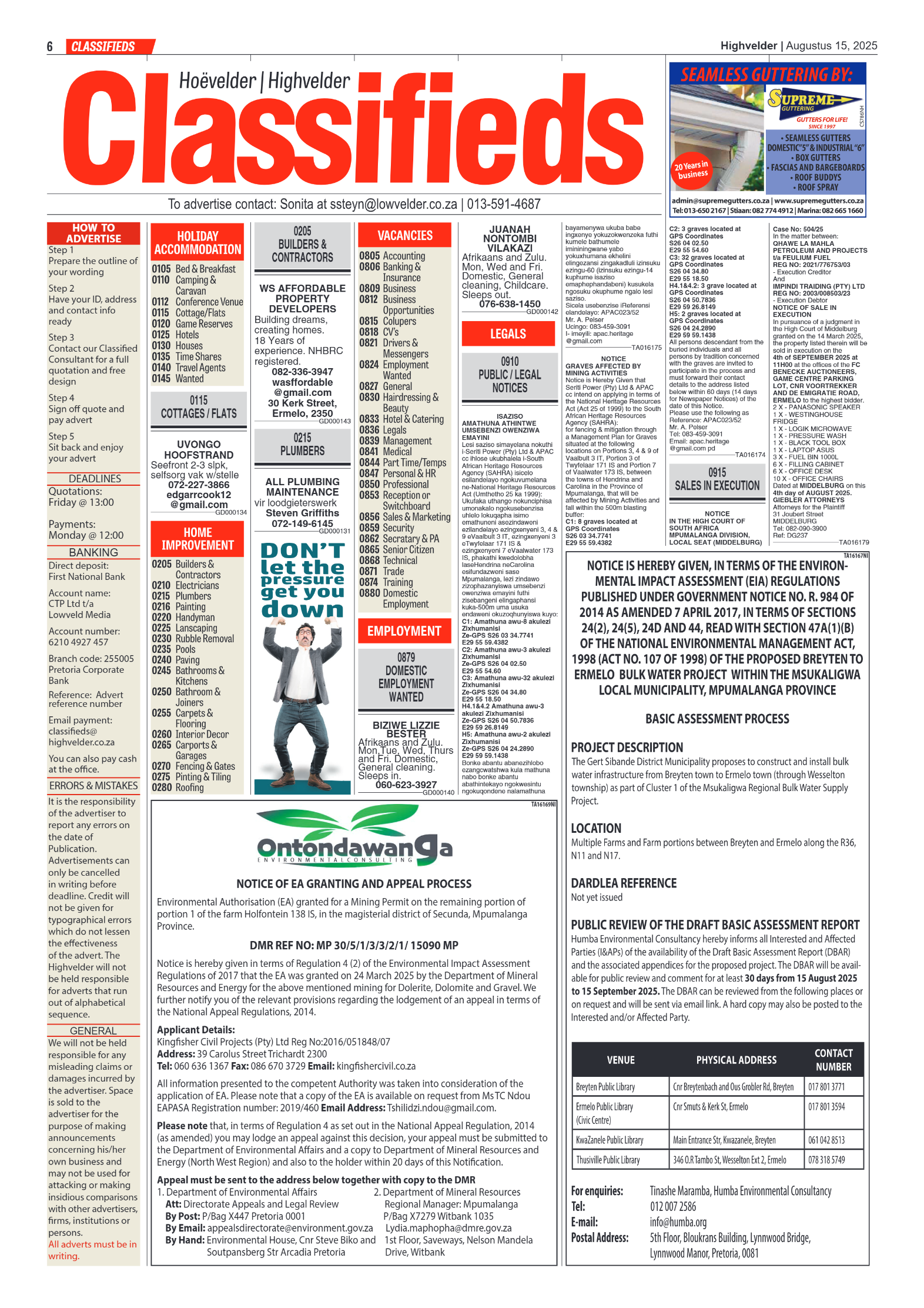 Highvelder Newspaper 15 August 2025 page 6