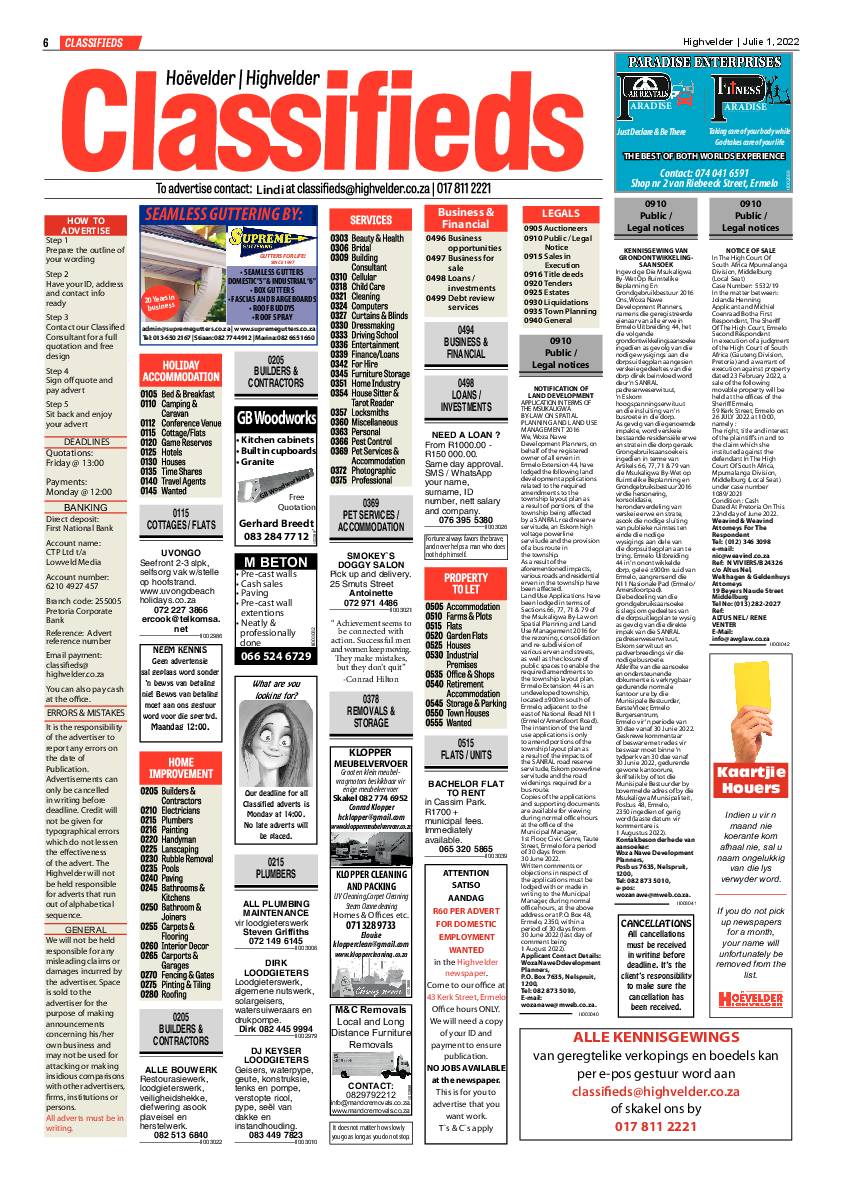 Highvelder Newspaper 1 July 2022 page 6