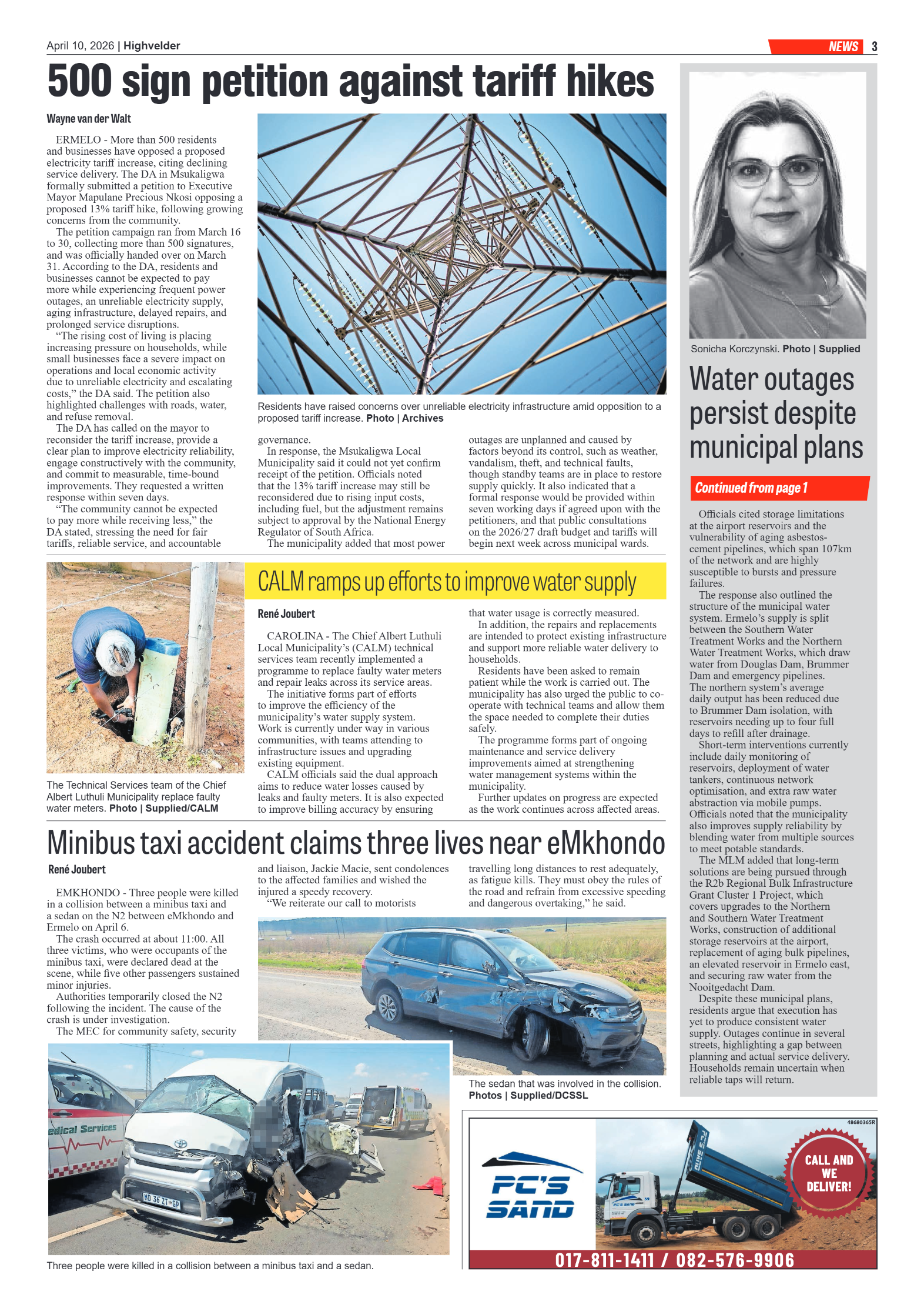 Highvelder Newspaper 10 April 2026 page 3