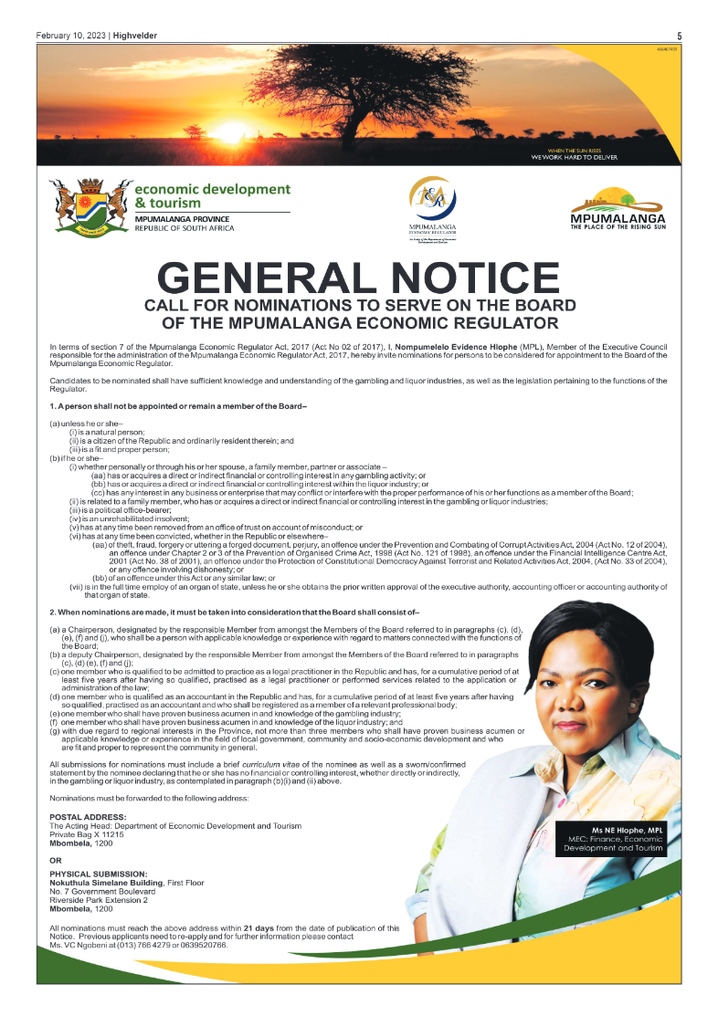 Highvelder Newspaper 10 February 2023 page 5