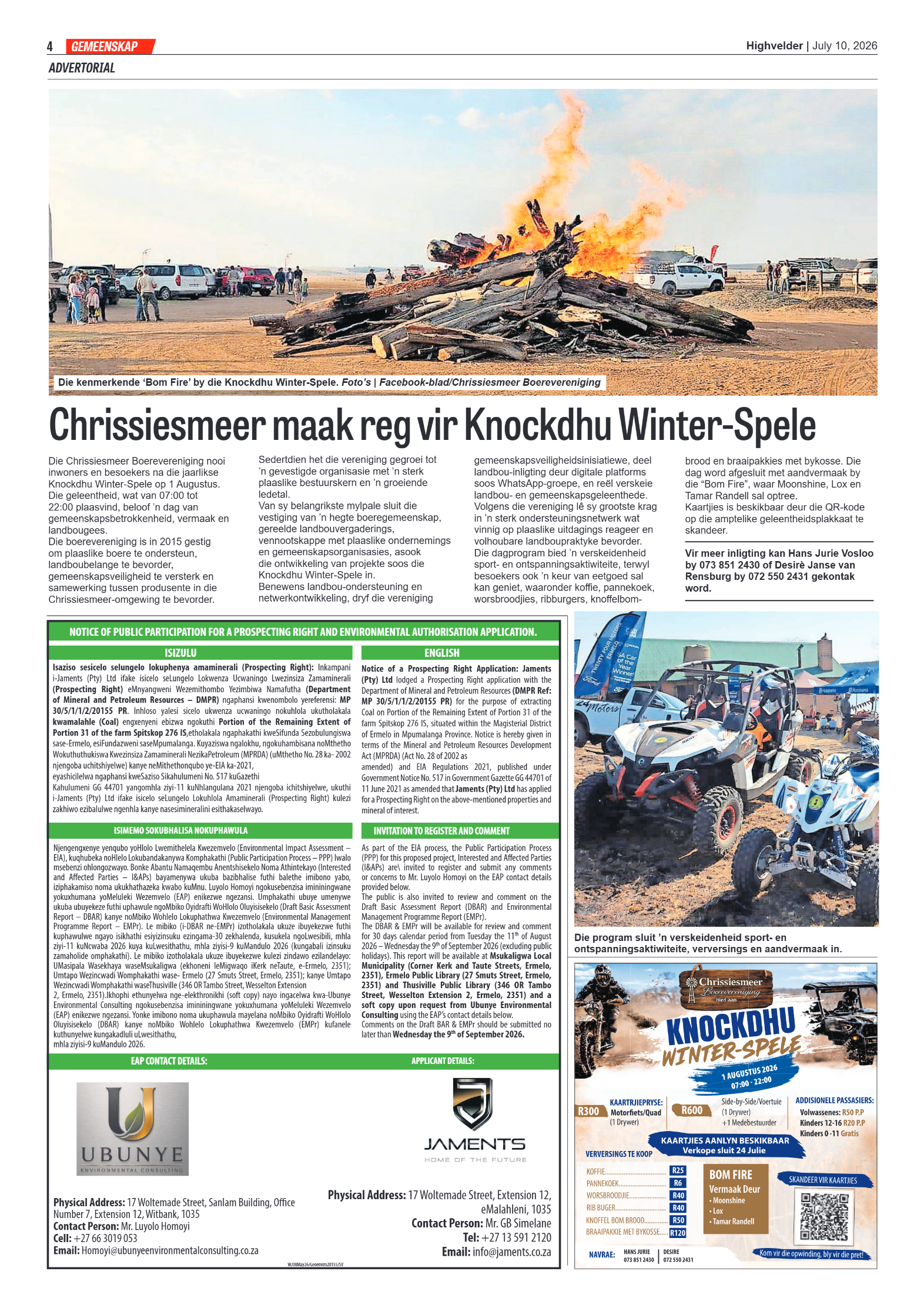 Highvelder Newspaper 10 July 2026 page 4
