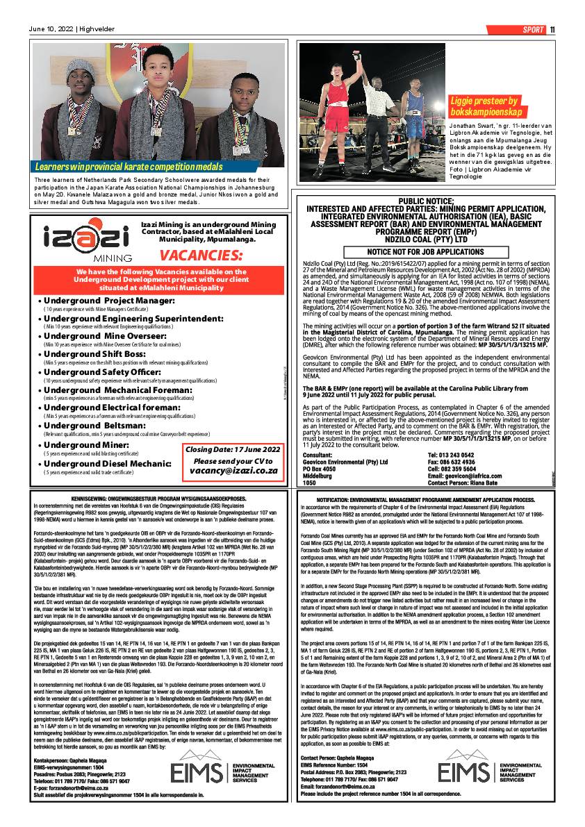 Highvelder Newspaper 10 June 2022 page 11