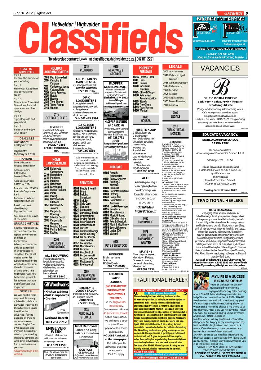 Highvelder Newspaper 10 June 2022 page 9