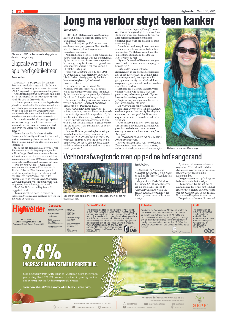 Highvelder Newspaper 10 March 2023 page 2