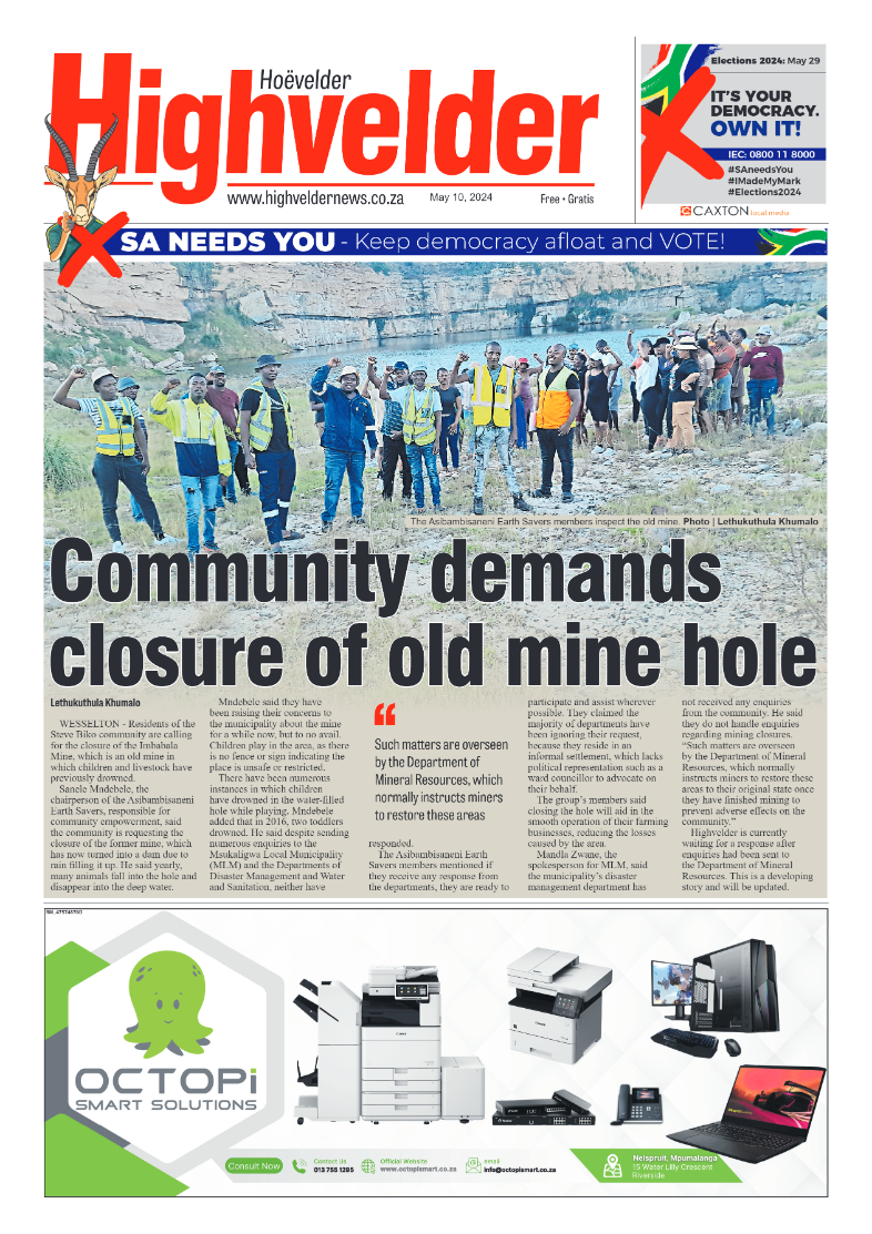 Highvelder Newspaper 10 May 2024 page 1