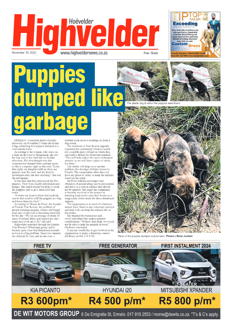 Highvelder Newspaper 10 November 2023 page 1