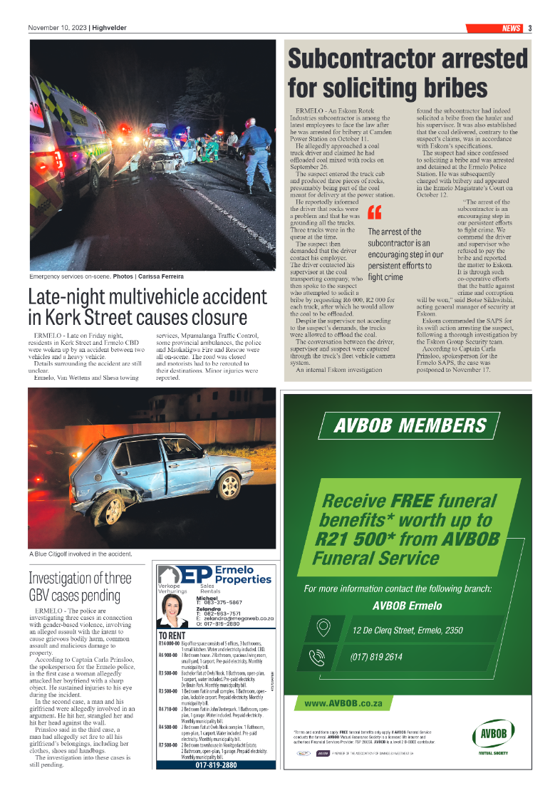 Highvelder Newspaper 10 November 2023 page 3