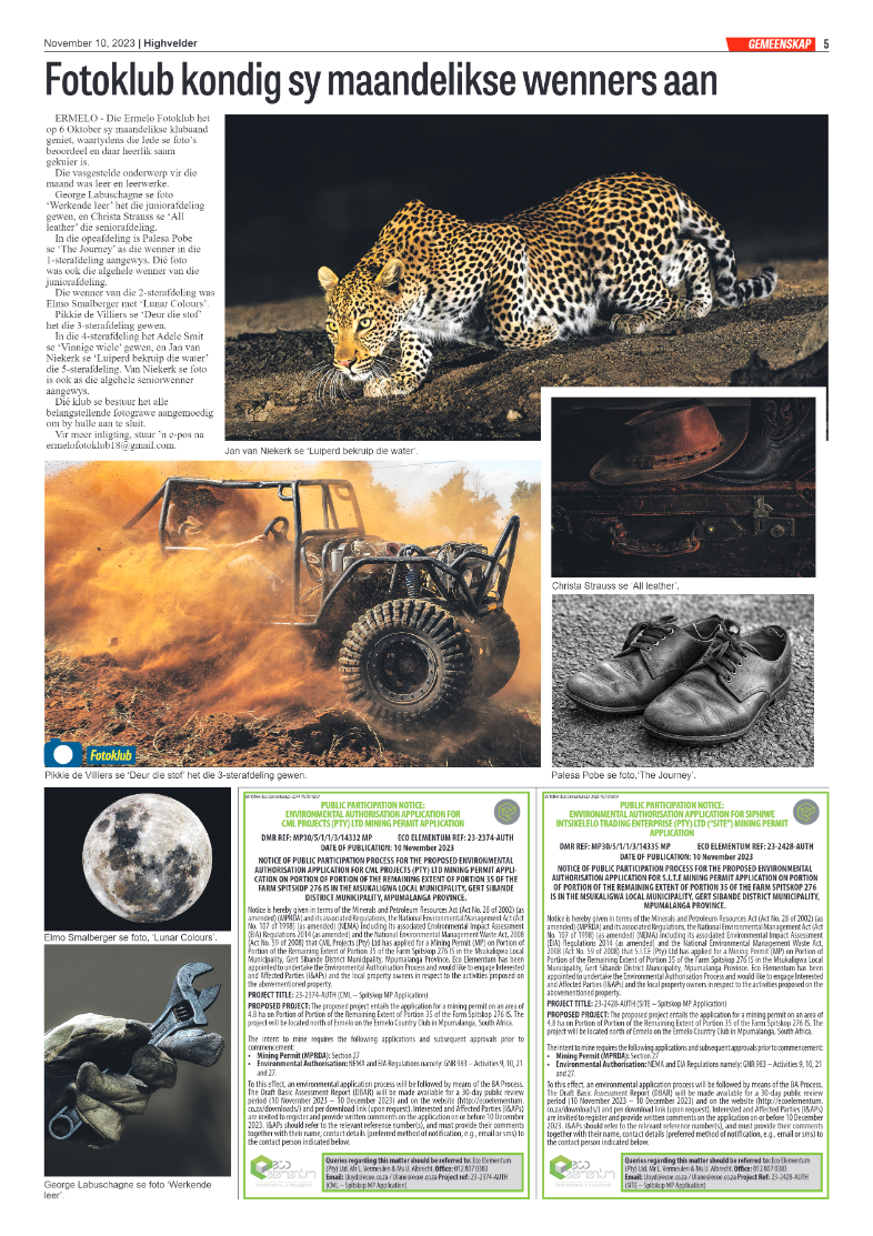 Highvelder Newspaper 10 November 2023 page 5