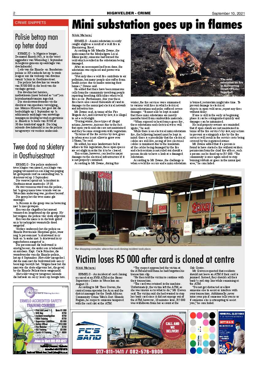 Highvelder Newspaper 10 September 2021 page 2