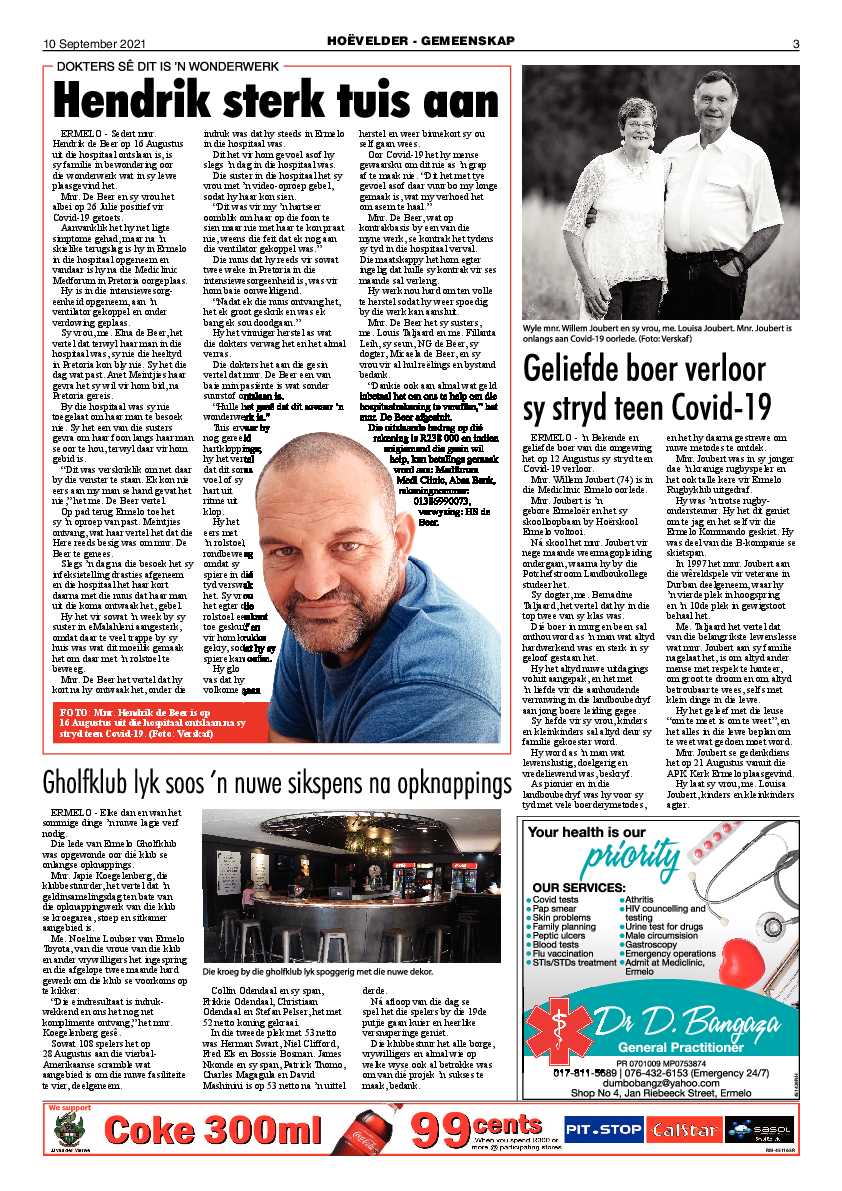 Highvelder Newspaper 10 September 2021 page 3