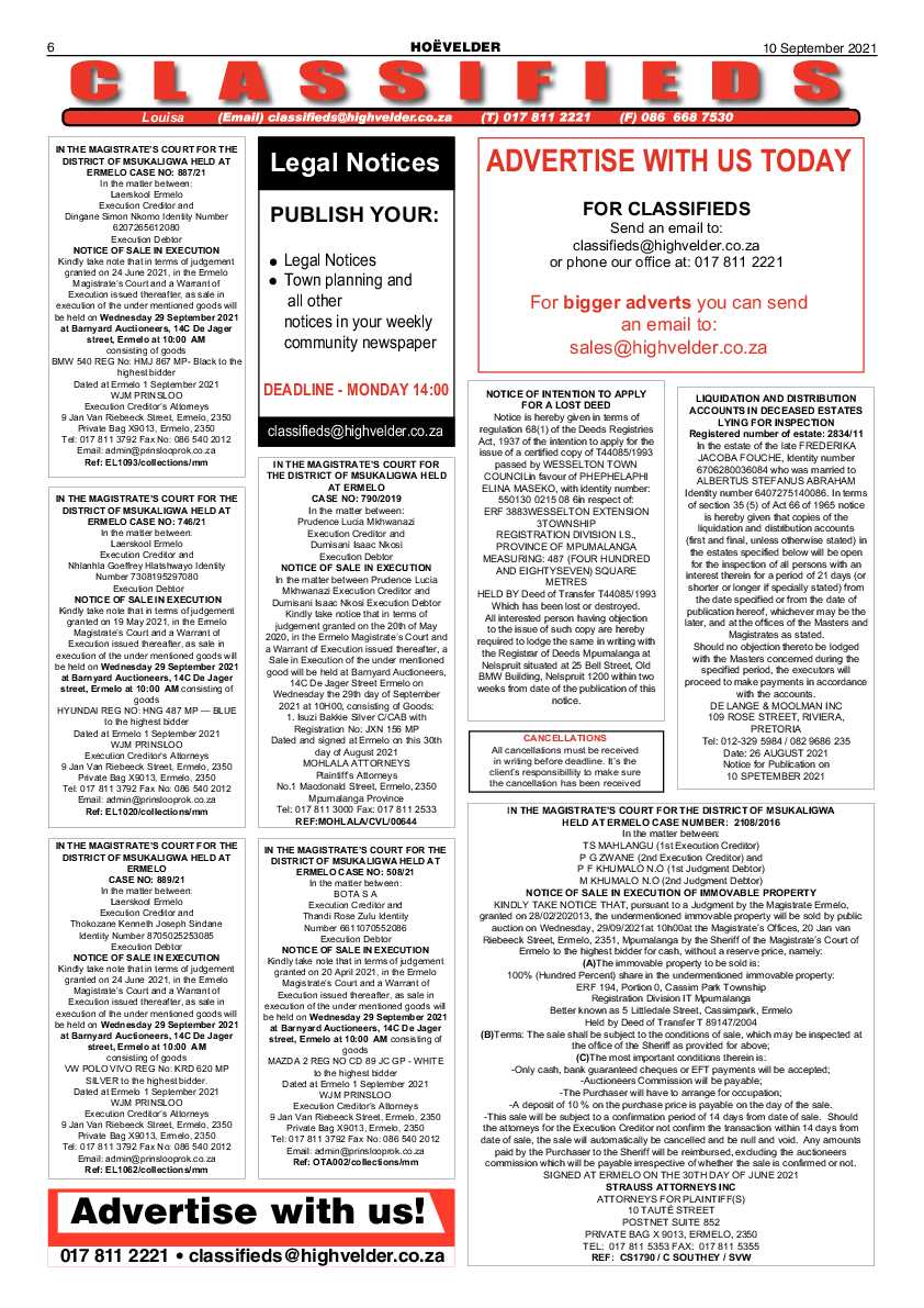 Highvelder Newspaper 10 September 2021 page 6