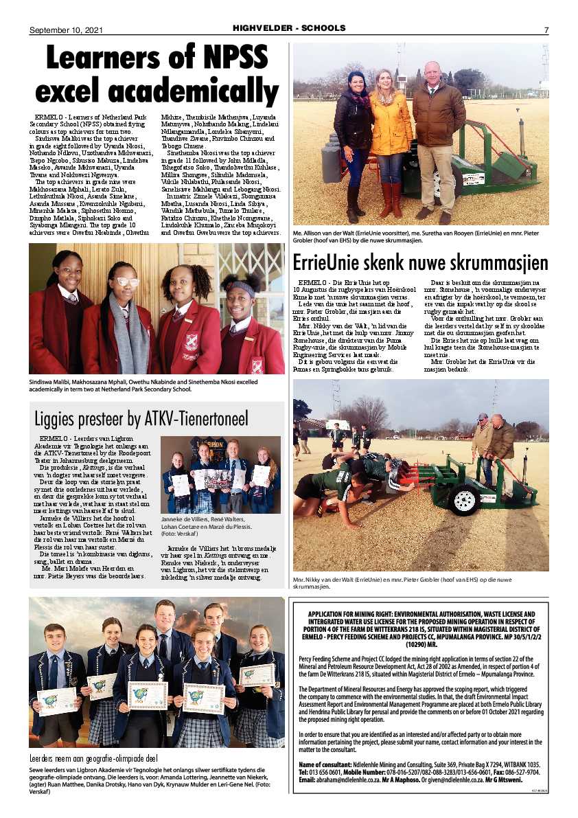 Highvelder Newspaper 10 September 2021 page 7