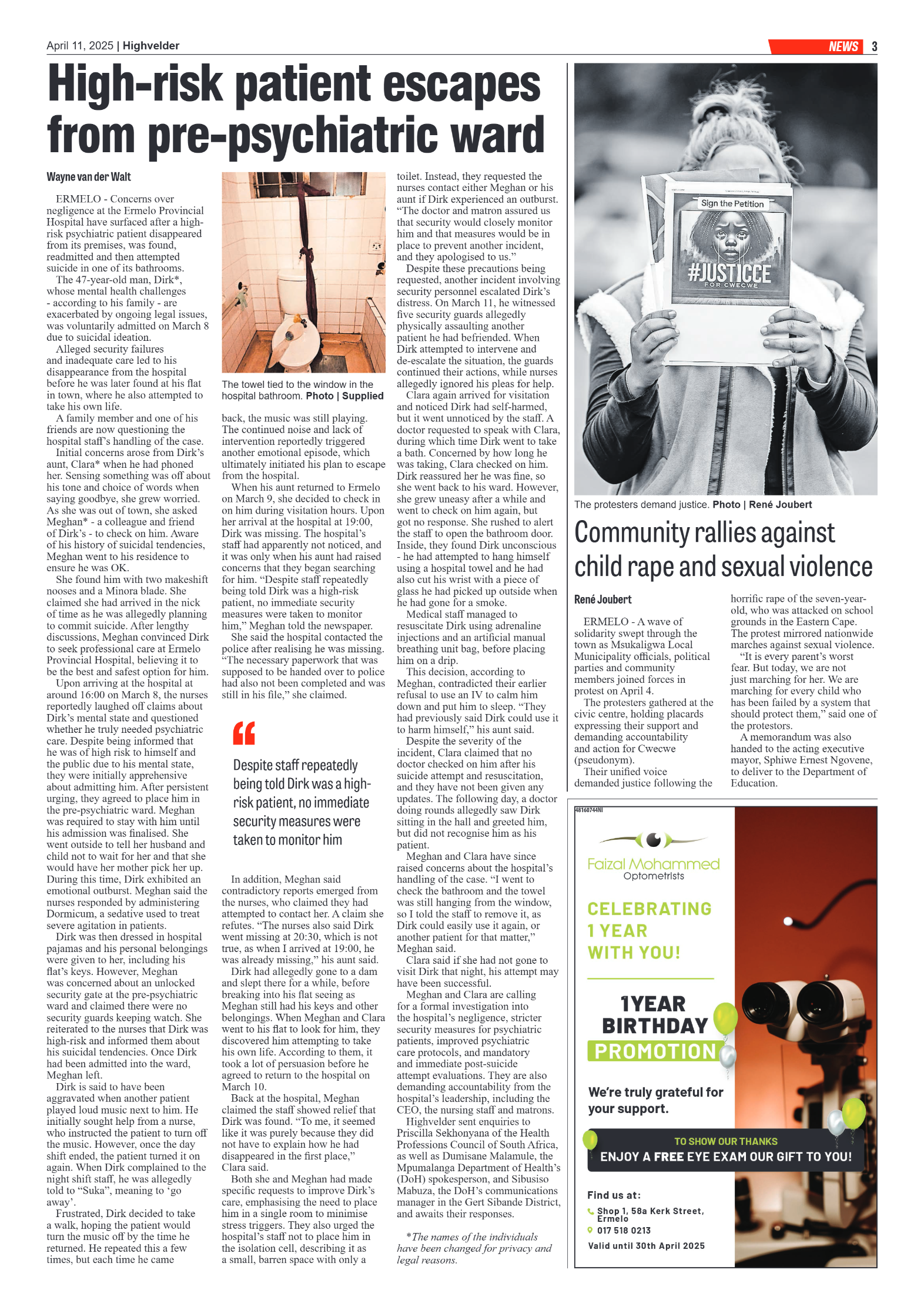 Highvelder Newspaper 11 April 2025 page 3