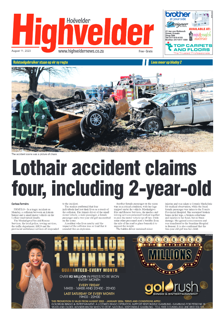 Highvelder Newspaper 11 August 2023 page 1