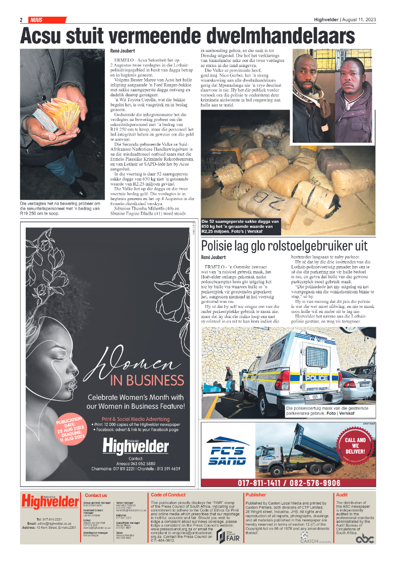 Highvelder Newspaper 11 August 2023 page 2