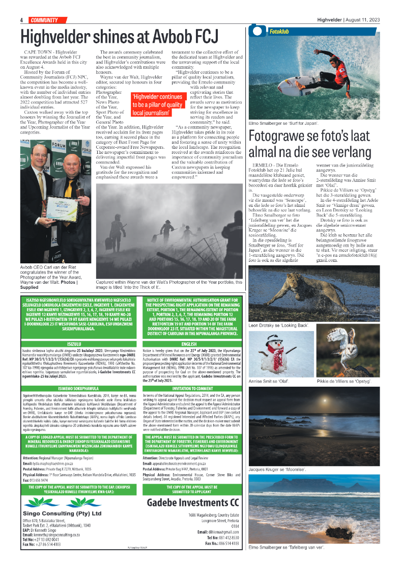 Highvelder Newspaper 11 August 2023 page 4