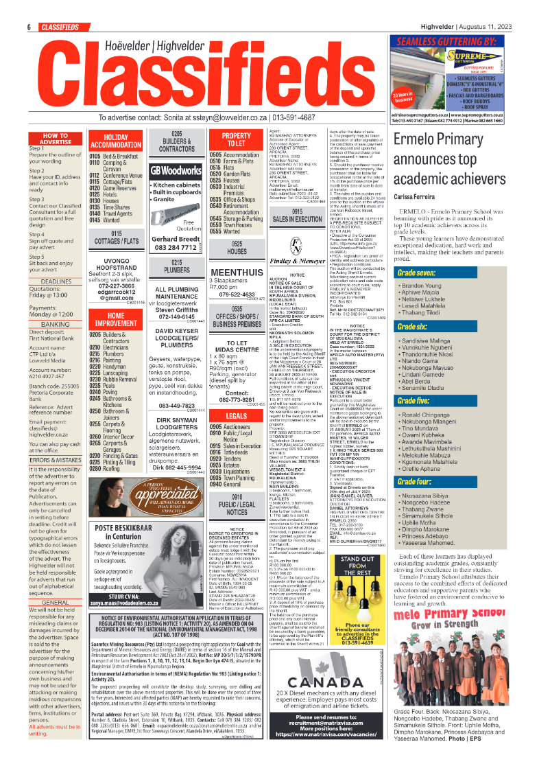 Highvelder Newspaper 11 August 2023 page 6