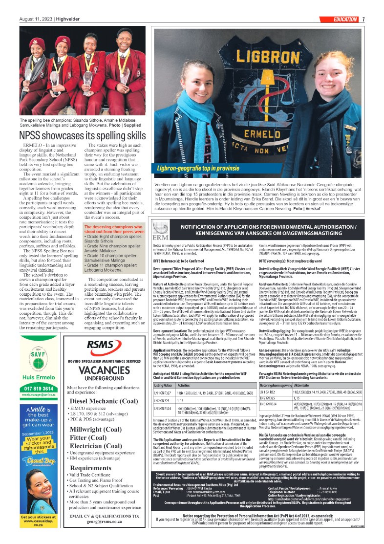 Highvelder Newspaper 11 August 2023 page 7
