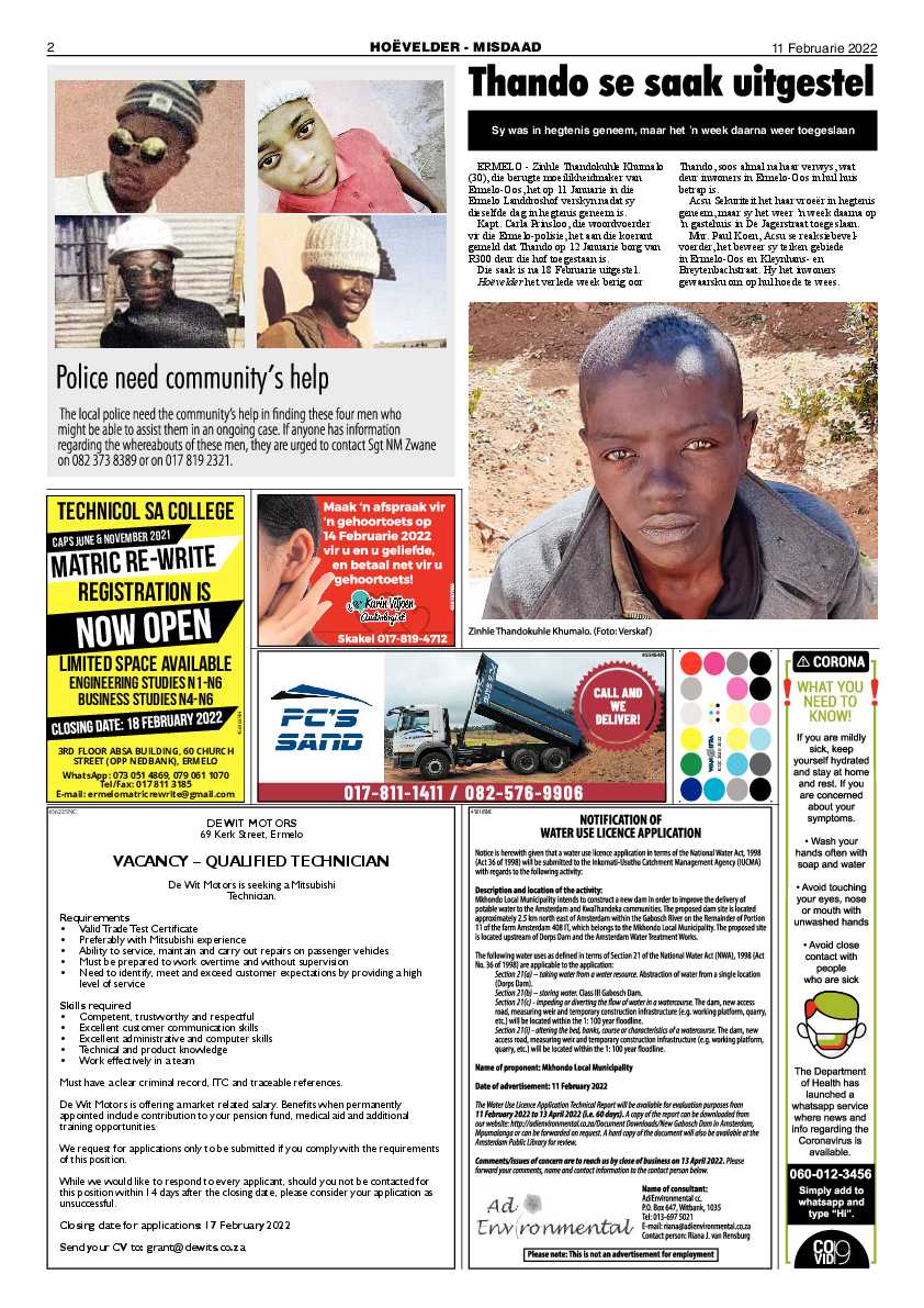 Highvelder Newspaper 11 February 2022 page 2
