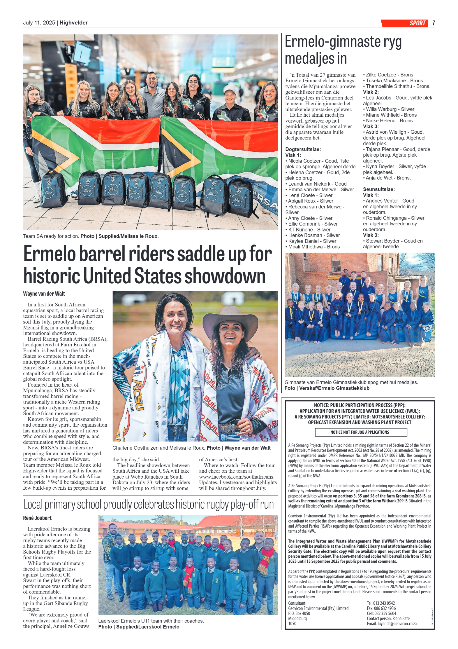 Highvelder Newspaper 11 July 2025 page 7