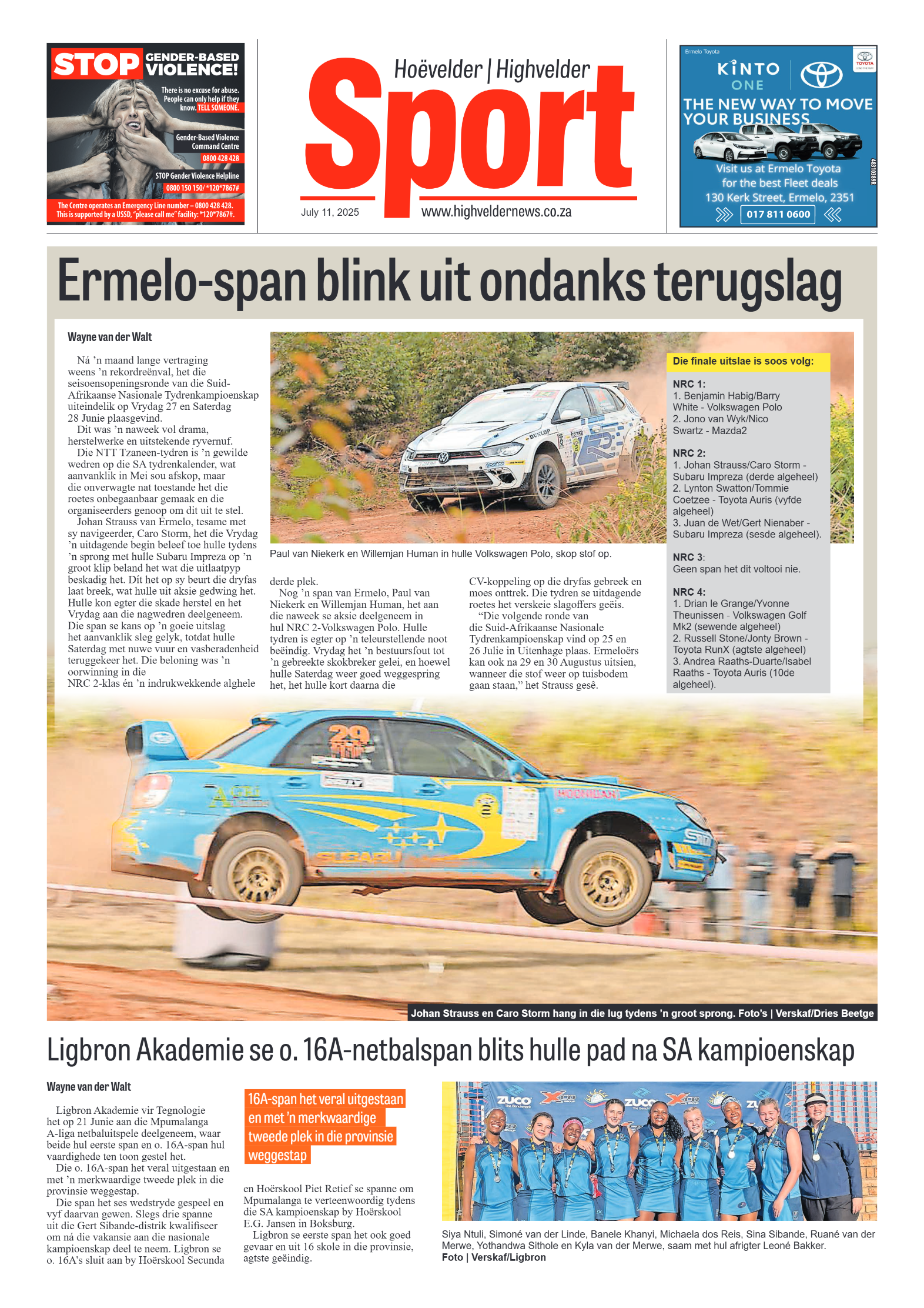 Highvelder Newspaper 11 July 2025 page 8