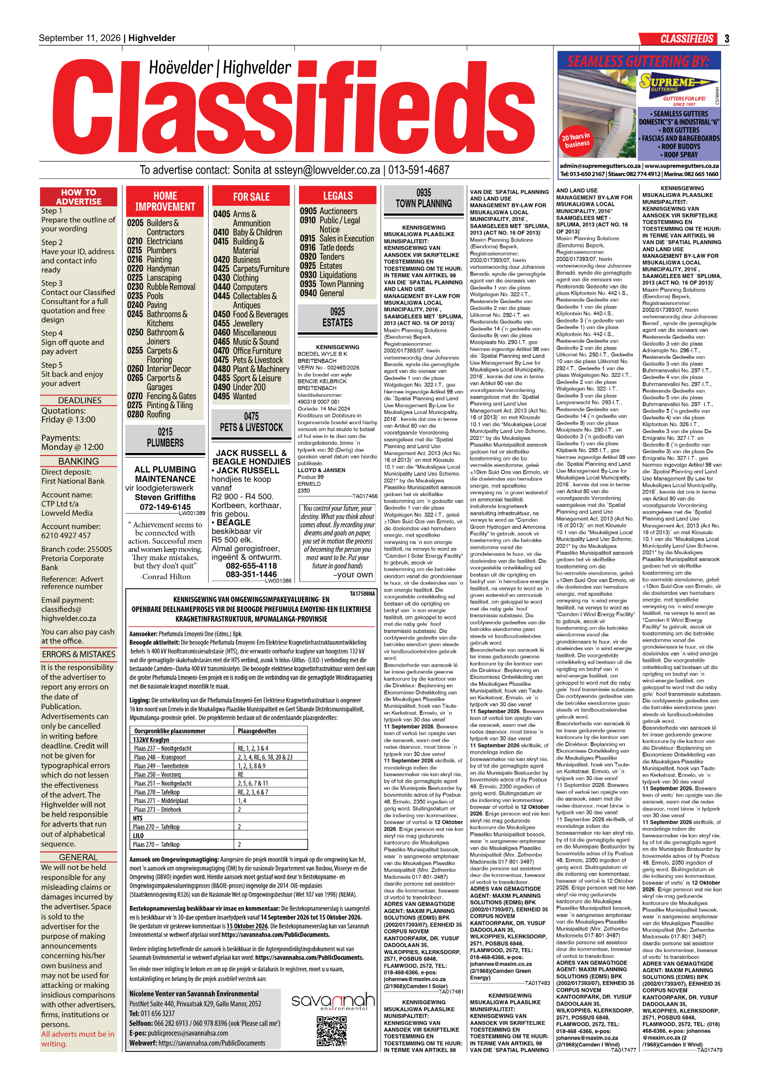 Highvelder Newspaper 11 September 2026 page 3
