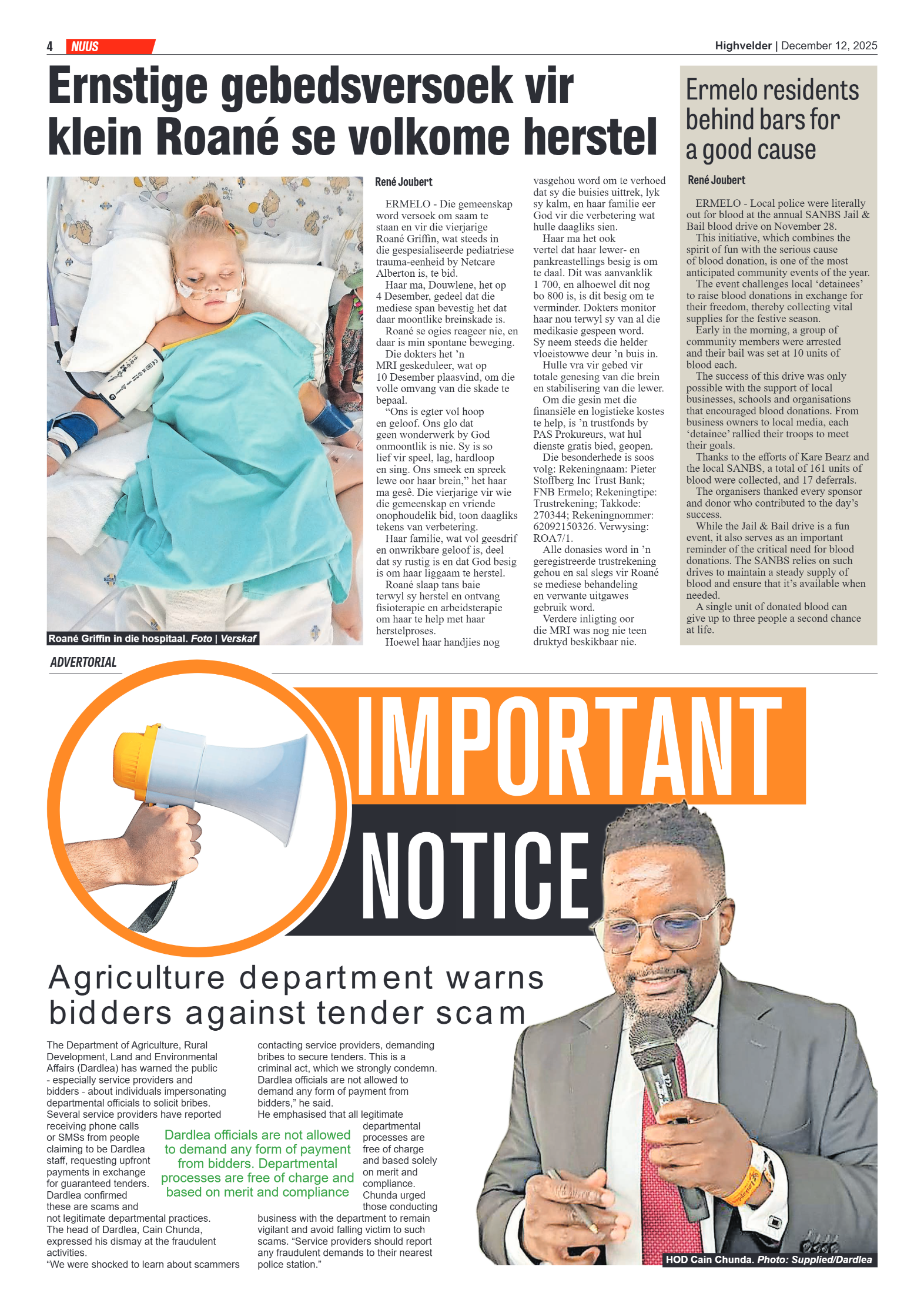 Highvelder Newspaper 12 December 2025 page 4