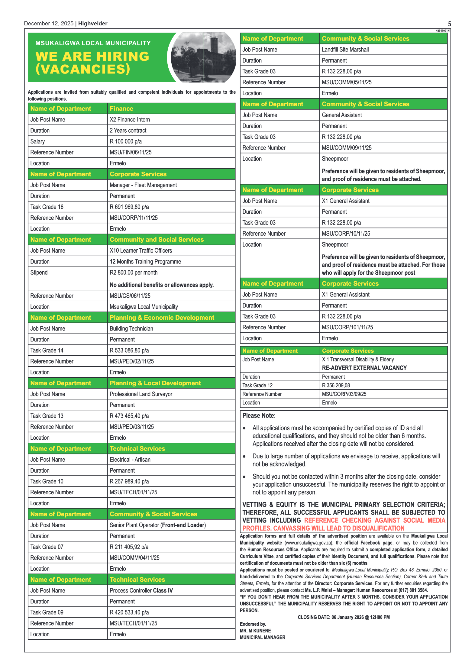 Highvelder Newspaper 12 December 2025 page 5