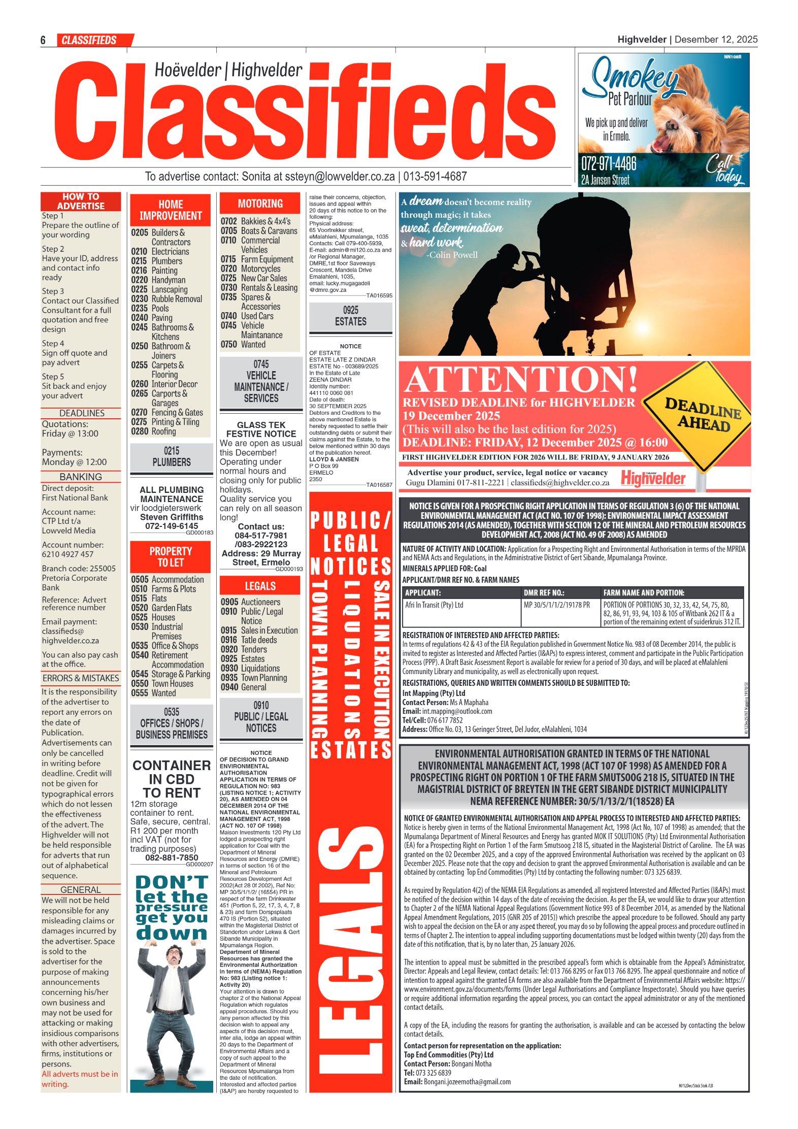 Highvelder Newspaper 12 December 2025 page 6