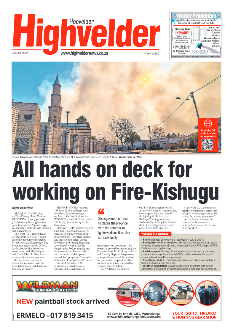 Highvelder Newspaper 12 July 2024 page 1