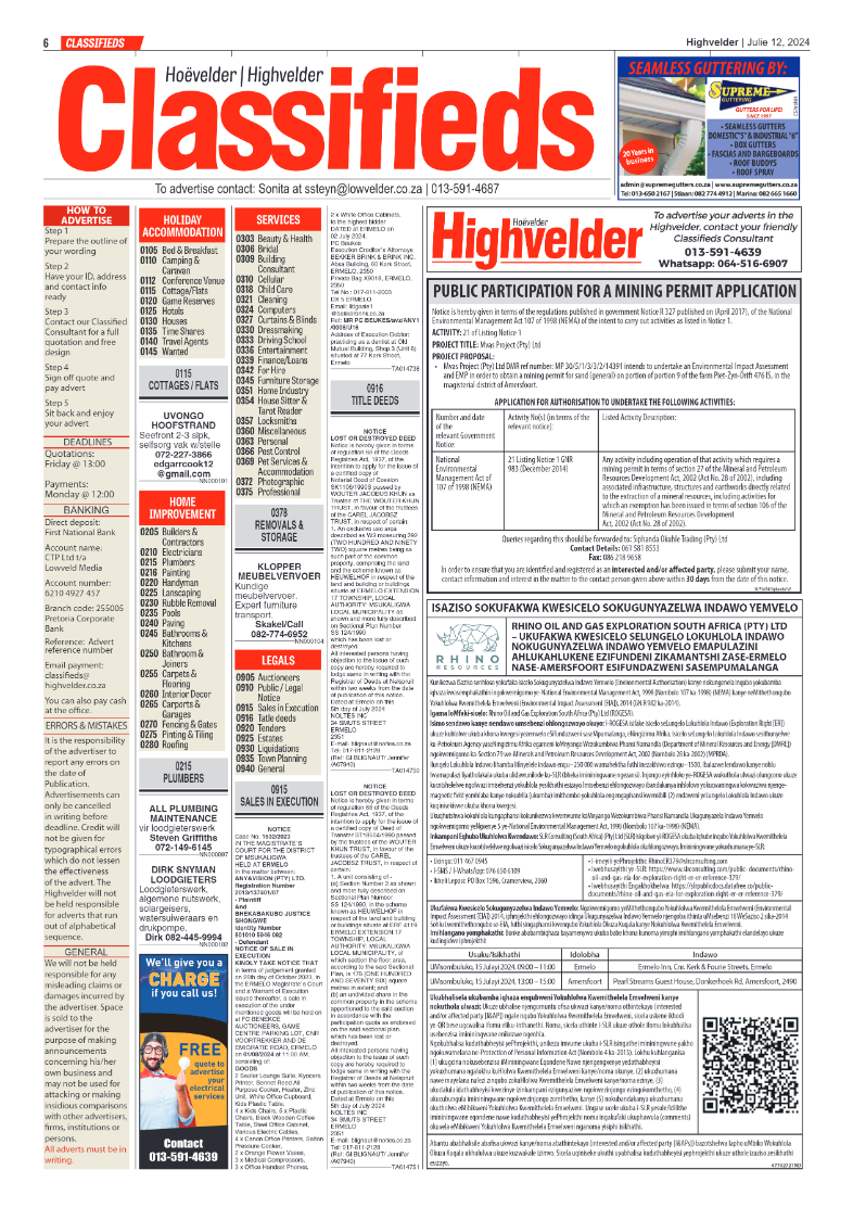 Highvelder Newspaper 12 July 2024 page 6