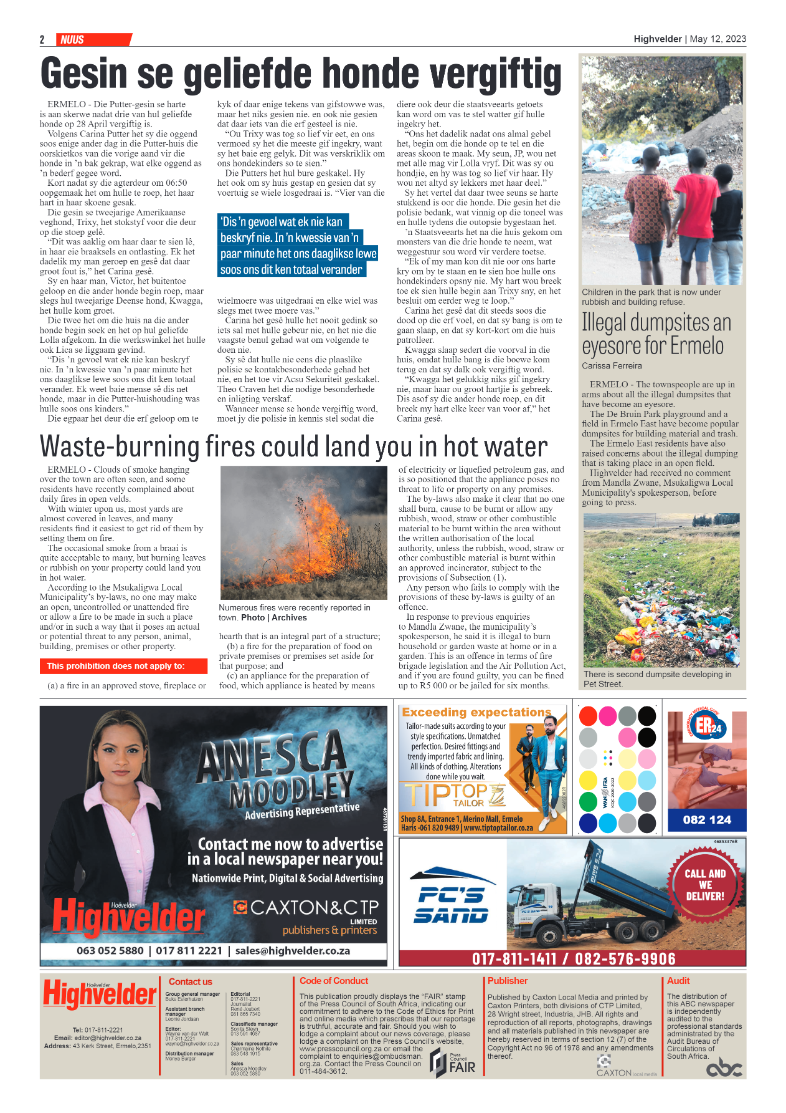 Highvelder Newspaper 12 May 2023 page 2
