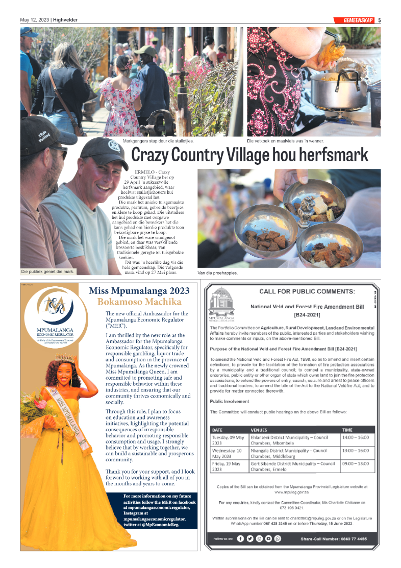 Highvelder Newspaper 12 May 2023 page 5