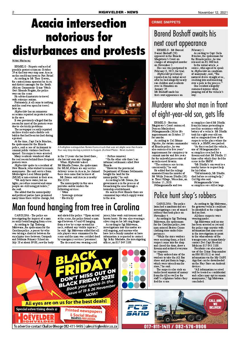 Highvelder Newspaper 12 November 2021 page 2