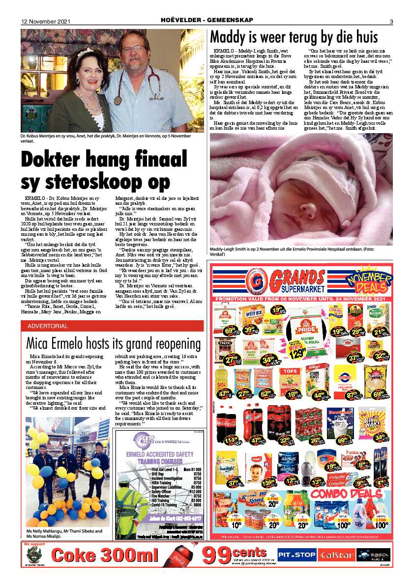 Highvelder Newspaper 12 November 2021 page 3