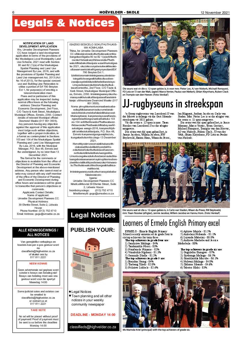 Highvelder Newspaper 12 November 2021 page 6