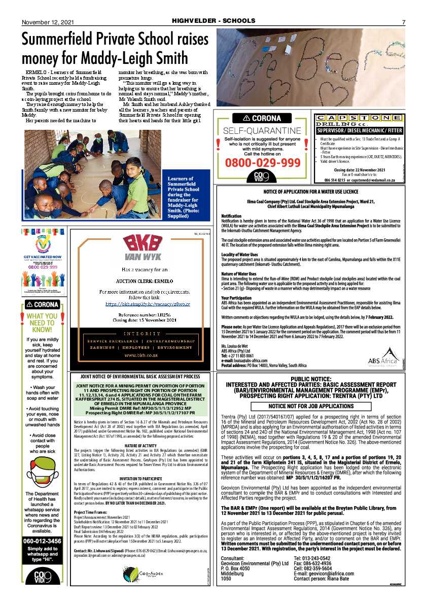 Highvelder Newspaper 12 November 2021 page 7