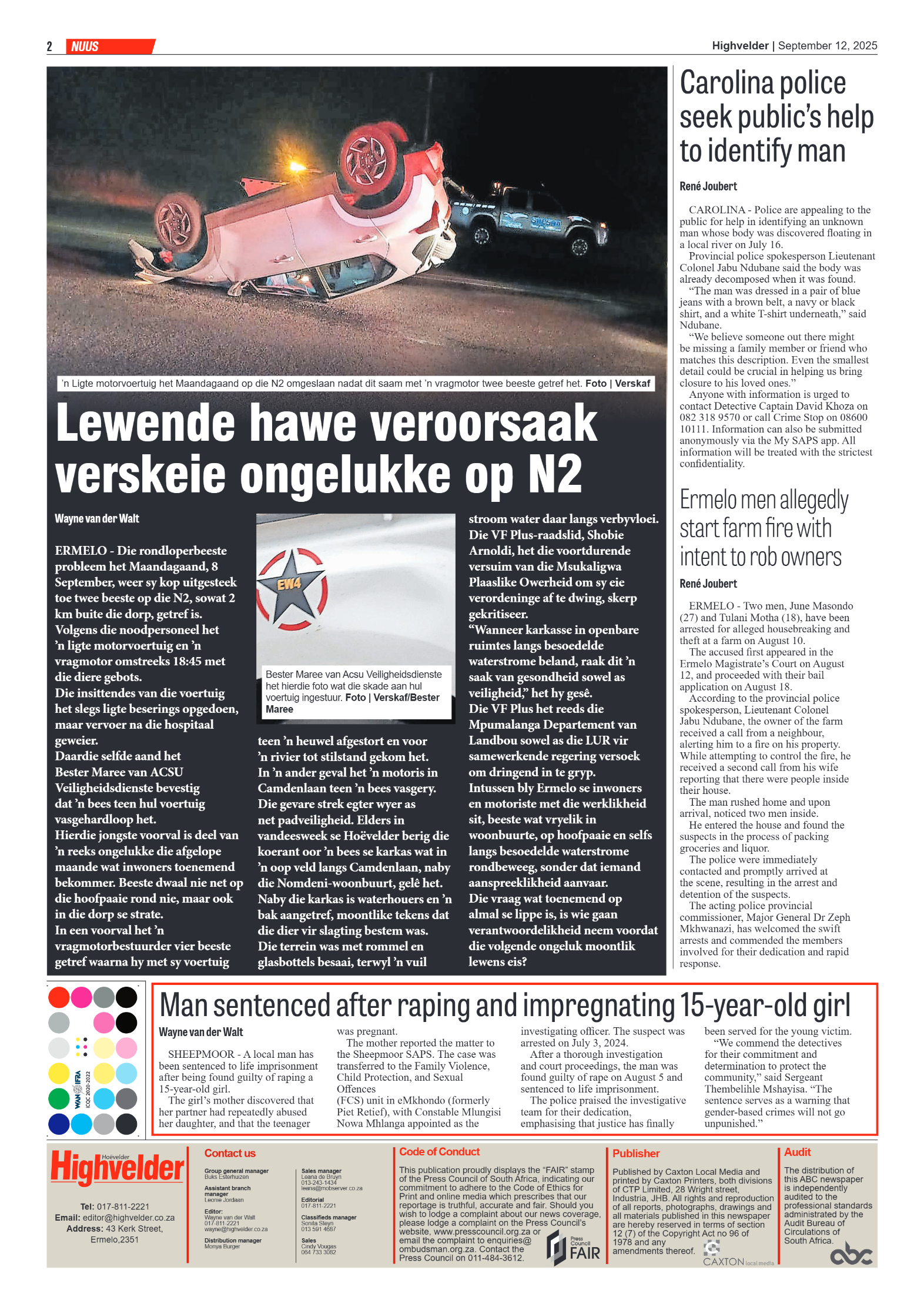 Highvelder Newspaper 12 September 2025 page 2