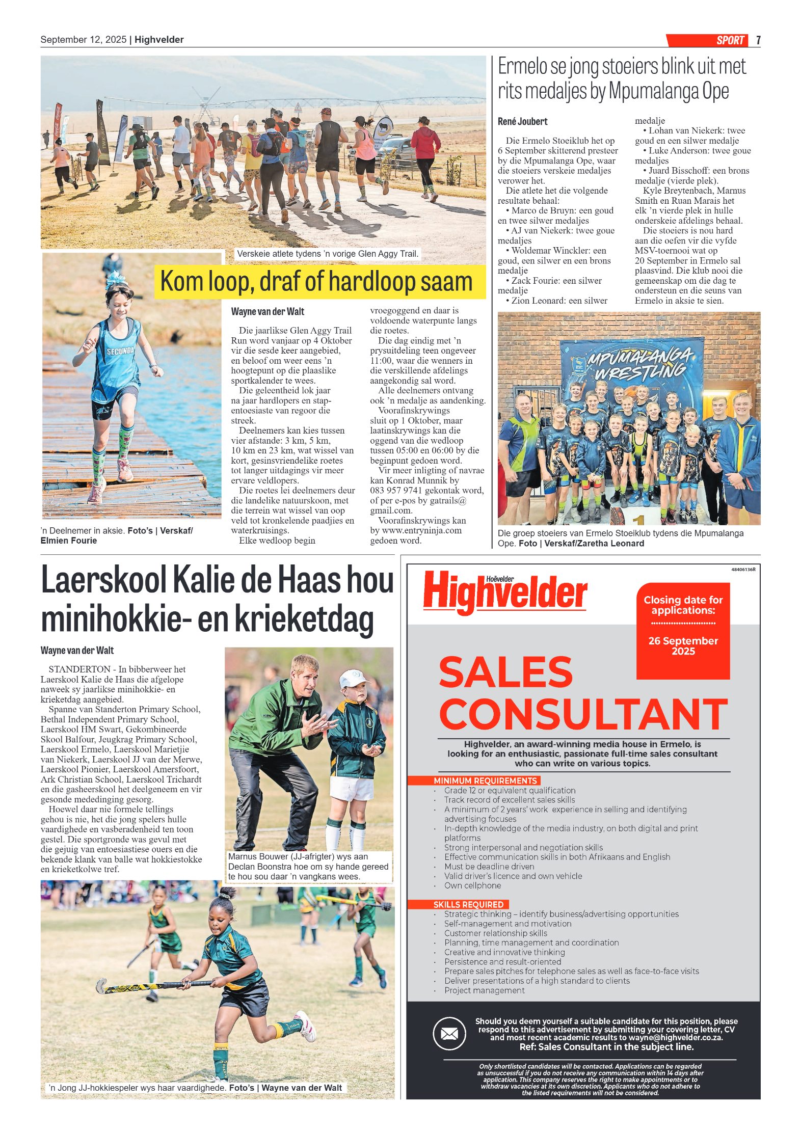 Highvelder Newspaper 12 September 2025 page 7