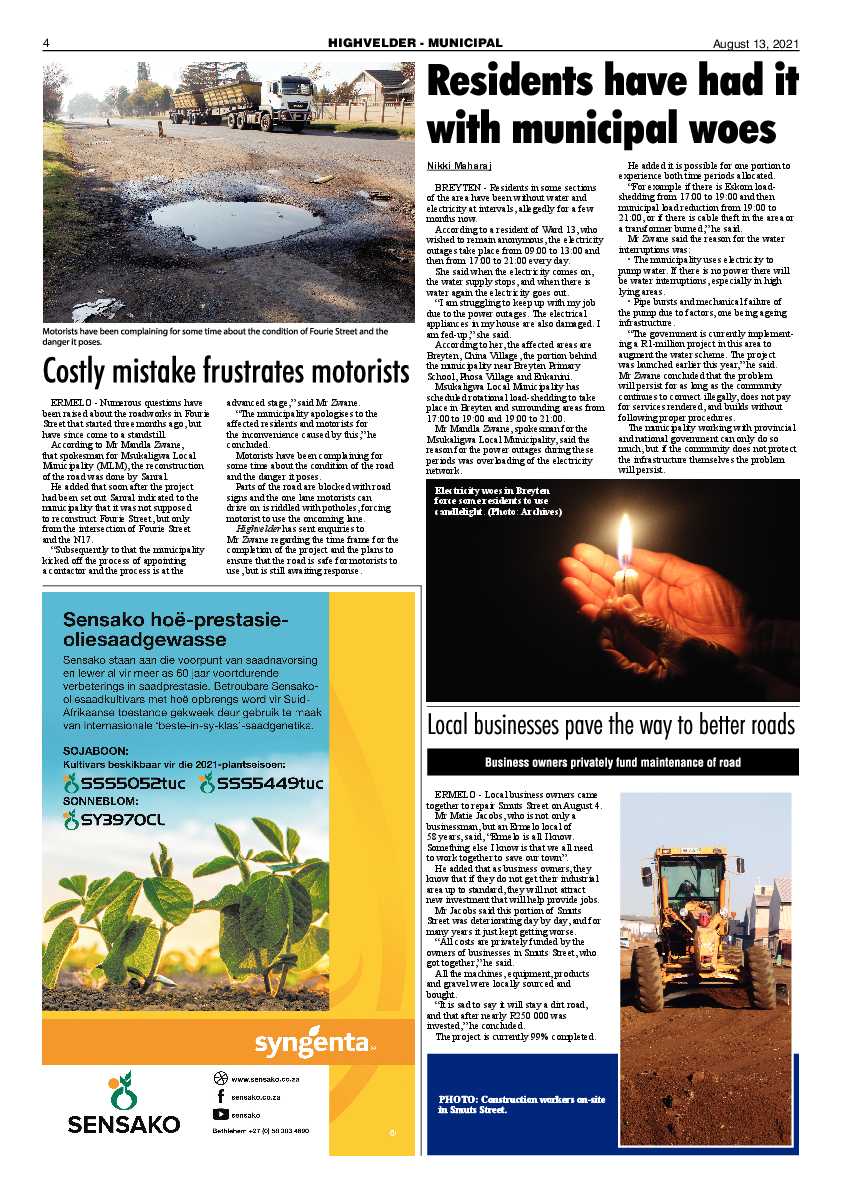 Highvelder Newspaper 13 August 2021 page 4