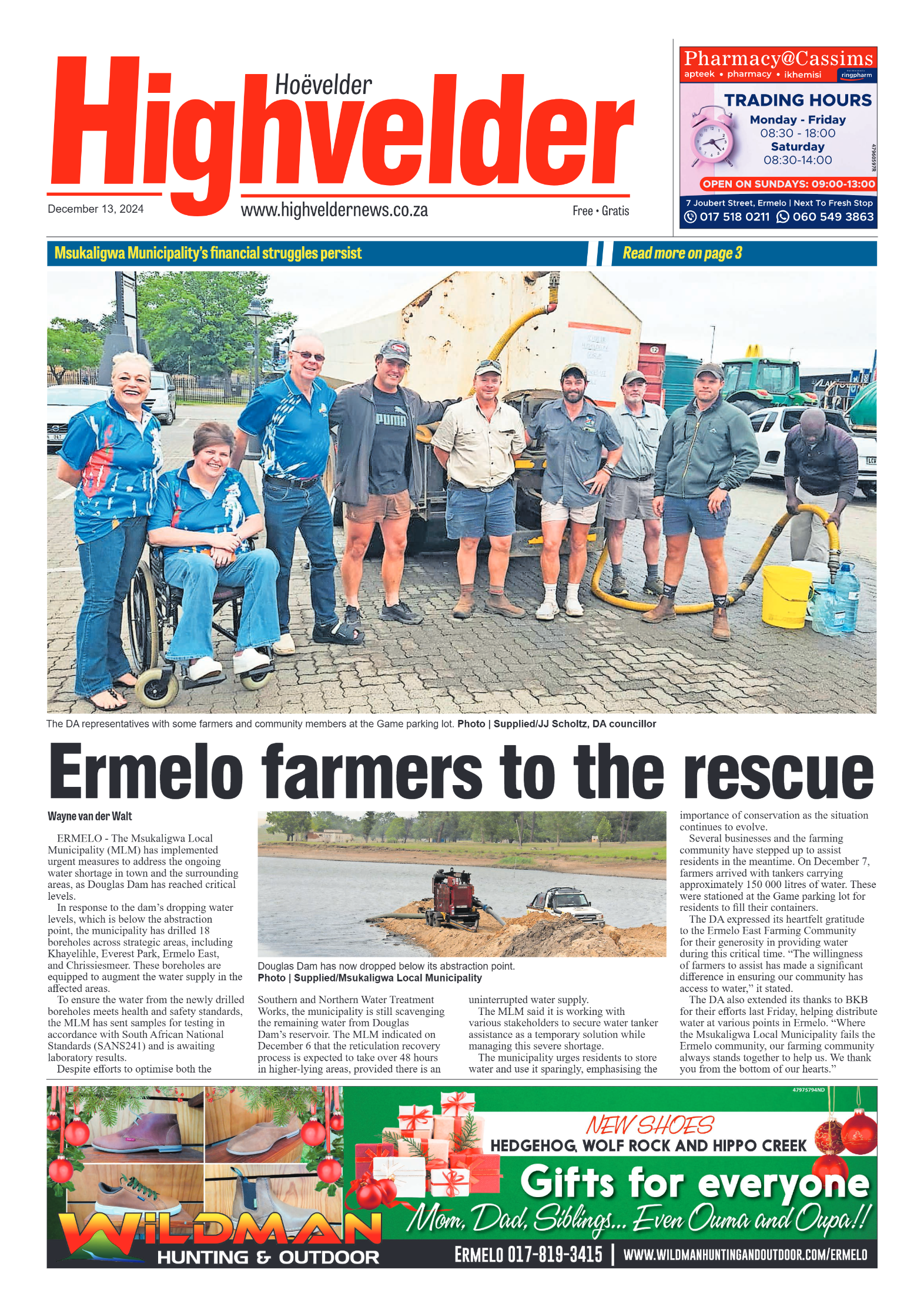 Highvelder Newspaper 13 December 2024 page 1